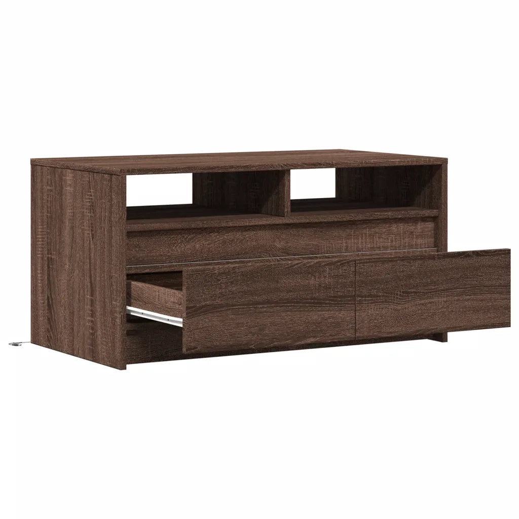 vidaXL Tavolino da Salotto con Luci LED Rovere Marrone in Truciolato