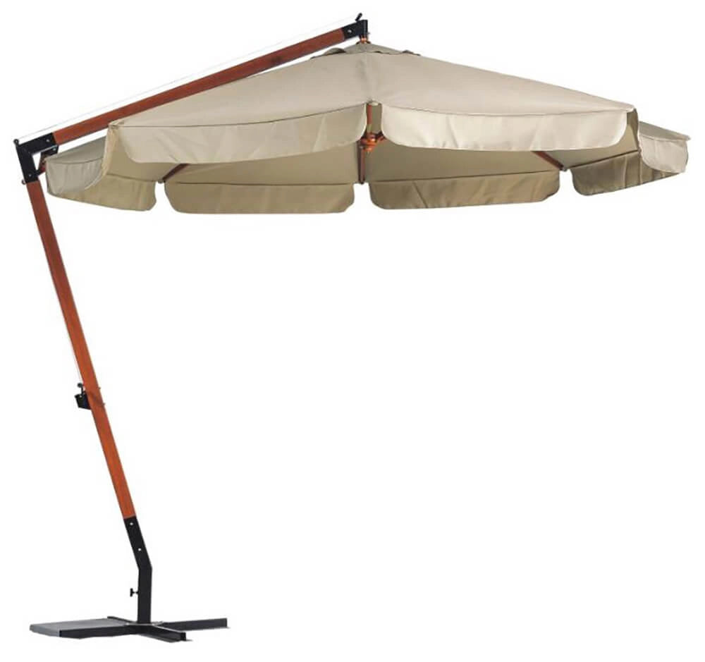 Ombrellone da Giardino Decentrato in Legno Ø3m Bauer Sun Ecrù