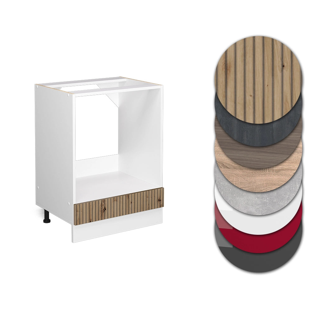 Mobile per forno da incasso R-Line Rovere artigianale/Bianco 60 cm, PL Marmo Vicco