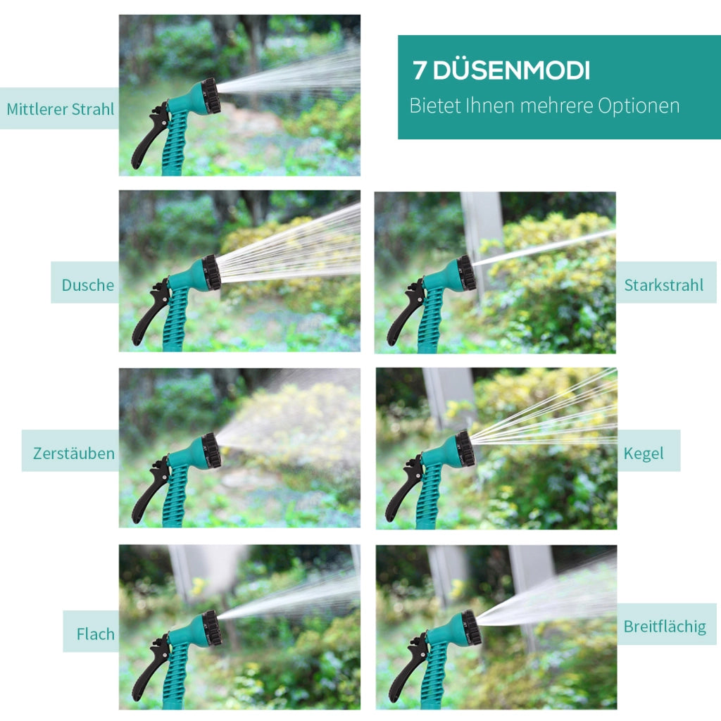 Avvolgitubo da Giardino Automatico 10 m a Parete Orientabile 180° con Doccetta Multigetto Verde e Nero