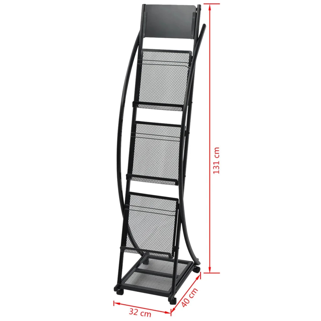 Portariviste 40x32x131 cm Nero A4 CFW3566849
