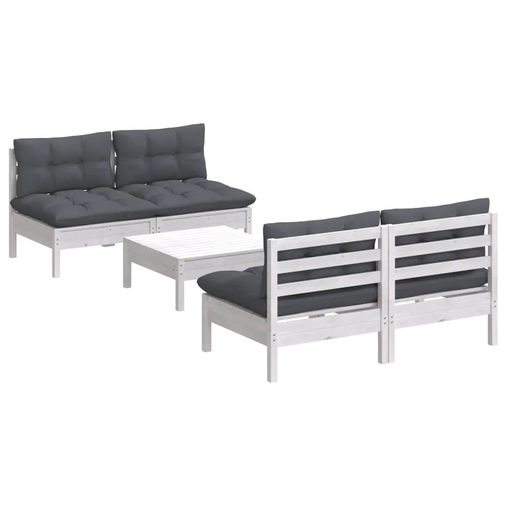 Set Divani da Giardino 5 pz con Cuscini Antracite Legno di Pino cod mxl 44363