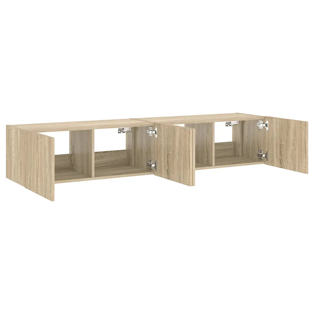 Mobili TV a Parete con Luci LED 2pz | Armadietto TV | Mobile Porta TV Rovere Sonoma 80x35x31 cm