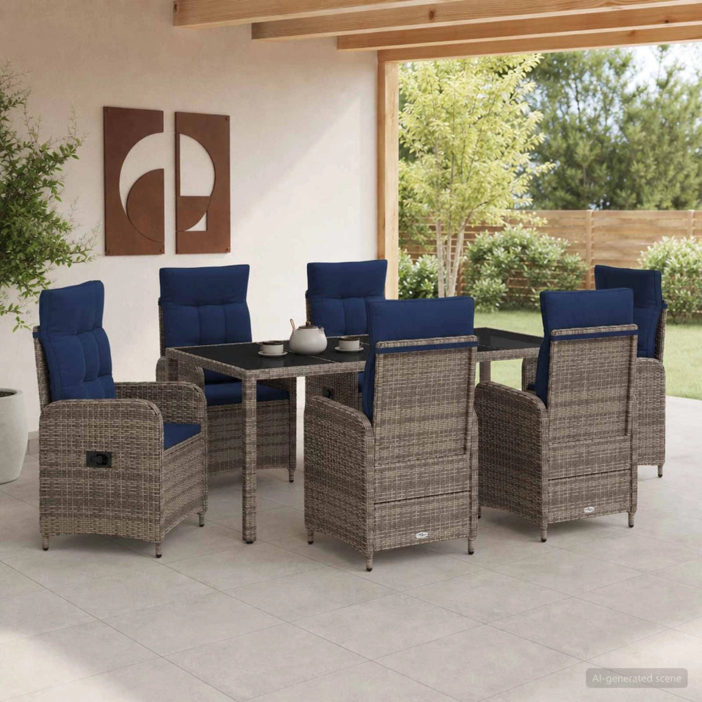 Set da pranzo per esterni 7 pz polyrattan 3422332