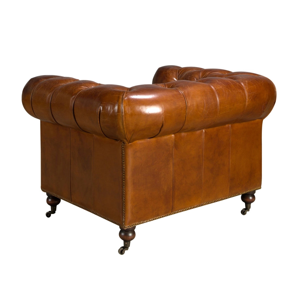 Poltrona Chester in pelle marrone cognac