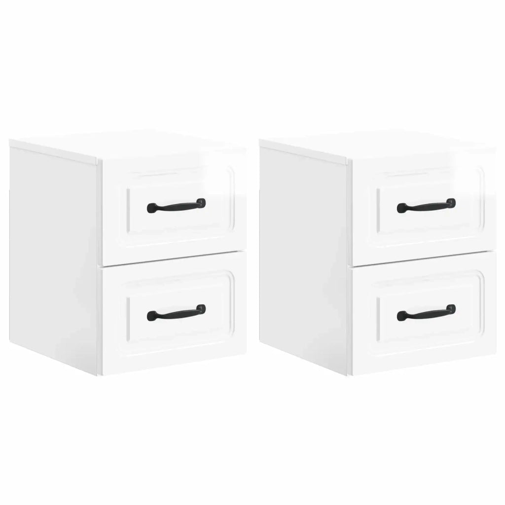 Mobiletto da notte a muro 2 pcs Bianco Lucido 34,5 x 33 x 40 cm 899324