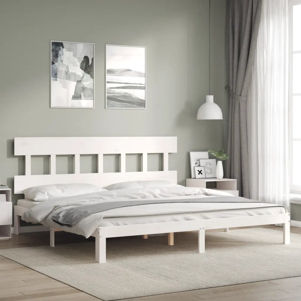 Giroletto senza Materasso-Struttura Letto Bianco 200x200 cm Legno Massello Pino 522728