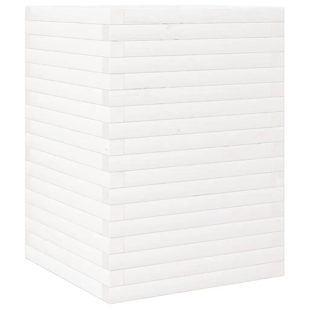 Fioriera da Giardino Bianca 50x50x68,5cm Legno Massello di Pino