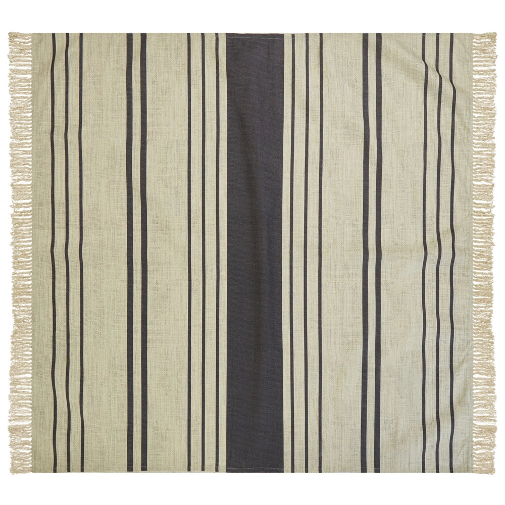 Coperta da picnic per esterni in cotone beige con cinturino a righe 200 x 200 cm