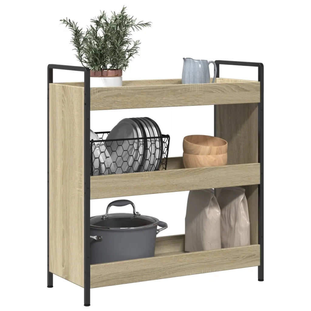 Carrello da Cucina-Scaffale per Cucina Rovere Sonoma 70x30x82 cm Legno Multistrato