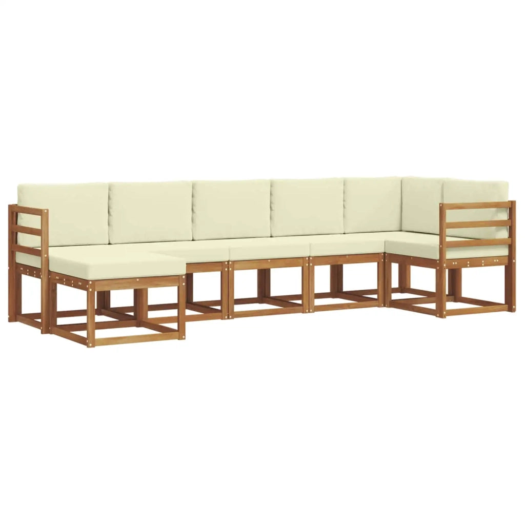 Set di divani da esterno con cuscino 7 pcs Naturale e Crema