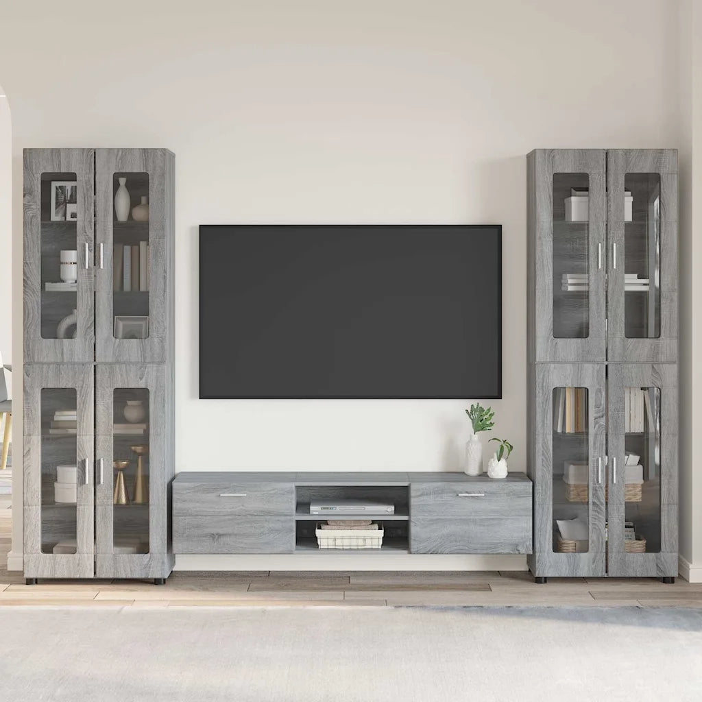 Set mobile TV con porta FLORIN Grigio Sonoma Legno multistrato