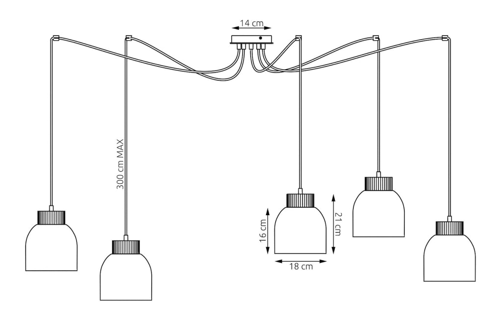 Lampada sospesa KRU beige scandinava spider 5xE27 Emibig