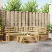 Set di divani da esterno 5 pcs Bianco e Beige Poliestere