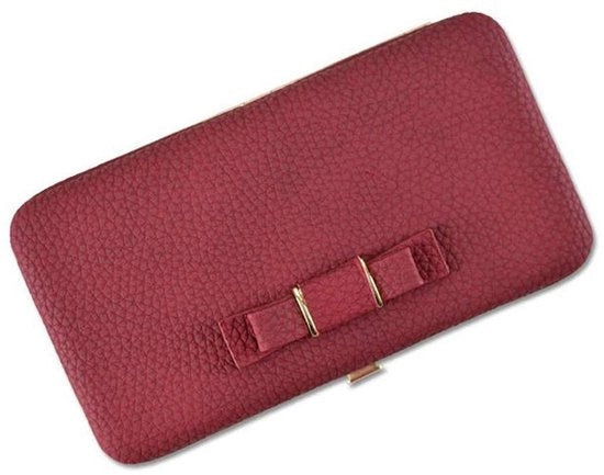 Portamonete a tracolla per donne in pelle artistica con chiusura a strappo e tasca per telefono e portafoglio in pelle con RFID e contenitore per carte di credito rosso vino