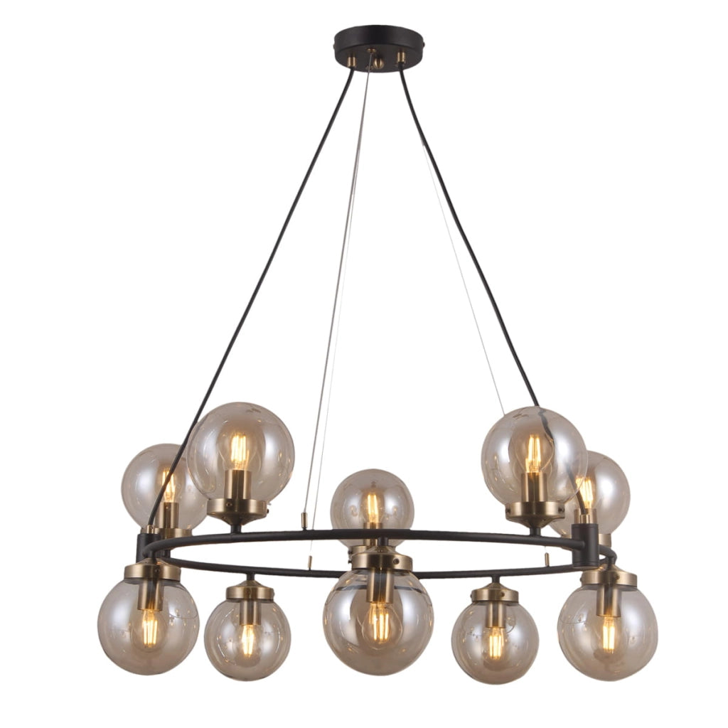 Italux Galvez lampadario industriale nero 10 luci E14