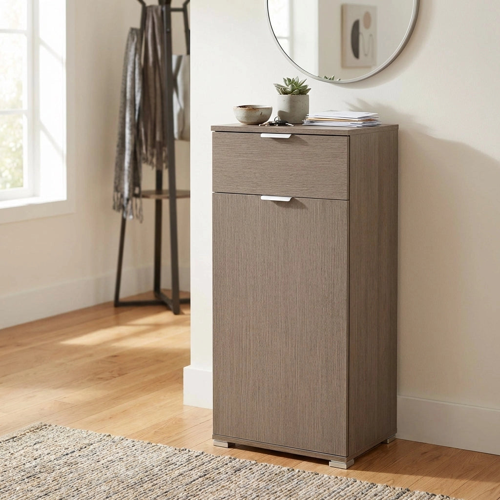 Armadietto da Bagno con cassetto in Legno Composito cm 45x38x103 - CURT