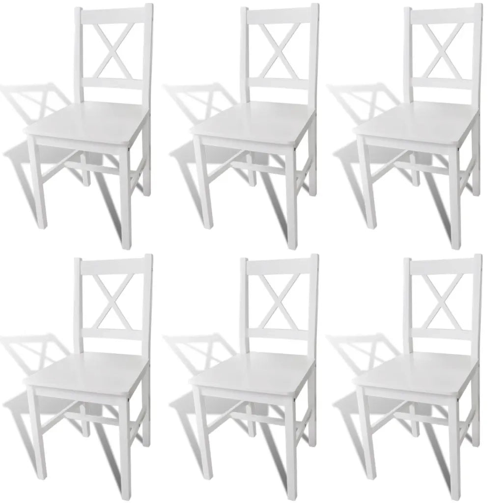 Sedie da Pranzo 6 pz Bianche in Legno di Pino cod mxl 53768