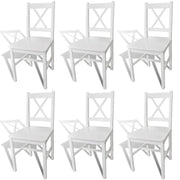 Sedie da Pranzo 6 pz Bianche in Legno di Pino cod mxl 53768