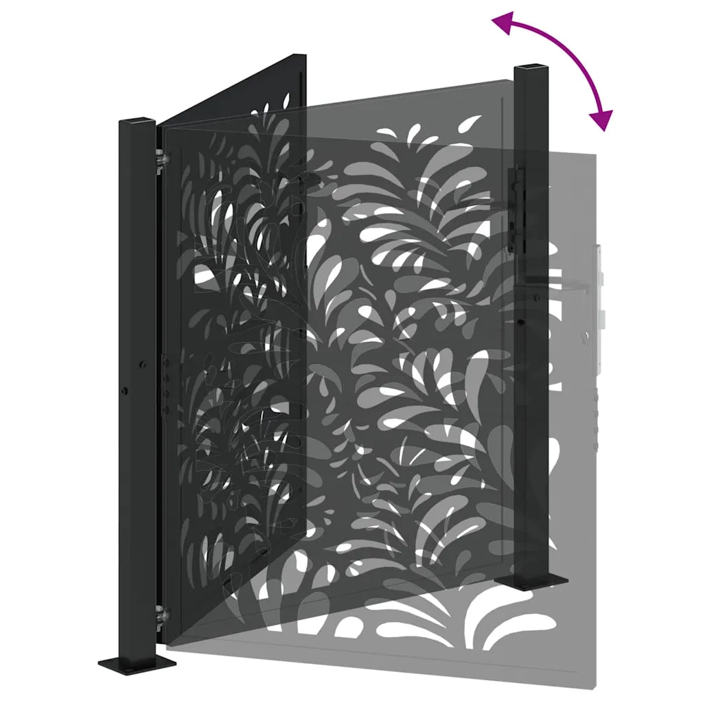Cancello da giardino nero 100x100 cm in acciaio design ondulato CFW8720043
