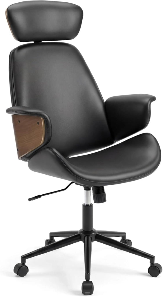 Sedia da Ufficio Ergonomica con Poggiatesta, Sedia Scrivania Imbottita con Altezza Regolabile e Schienale Inclinabile, Poltrona Computer con Braccioli e 5 Ruote Girevoli, Portata 110 kg