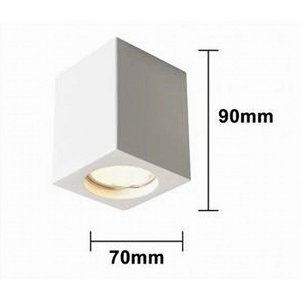 Trade Shop - Porta Faretto Lampada Soffitto Quadrato In Gesso Attacco Gu10 H90mm Ip20 Gs-c90-q -