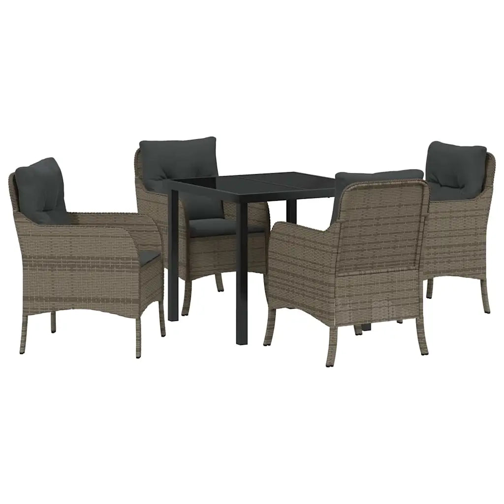 Set da Pranzo per Giardino con cuscino 5 pcs Grigio polyrattan 3380163