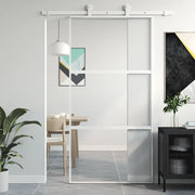 Porta Scorrevole Bianca 102,5x205cm Vetro Temperato e Alluminiocod mxl 107773