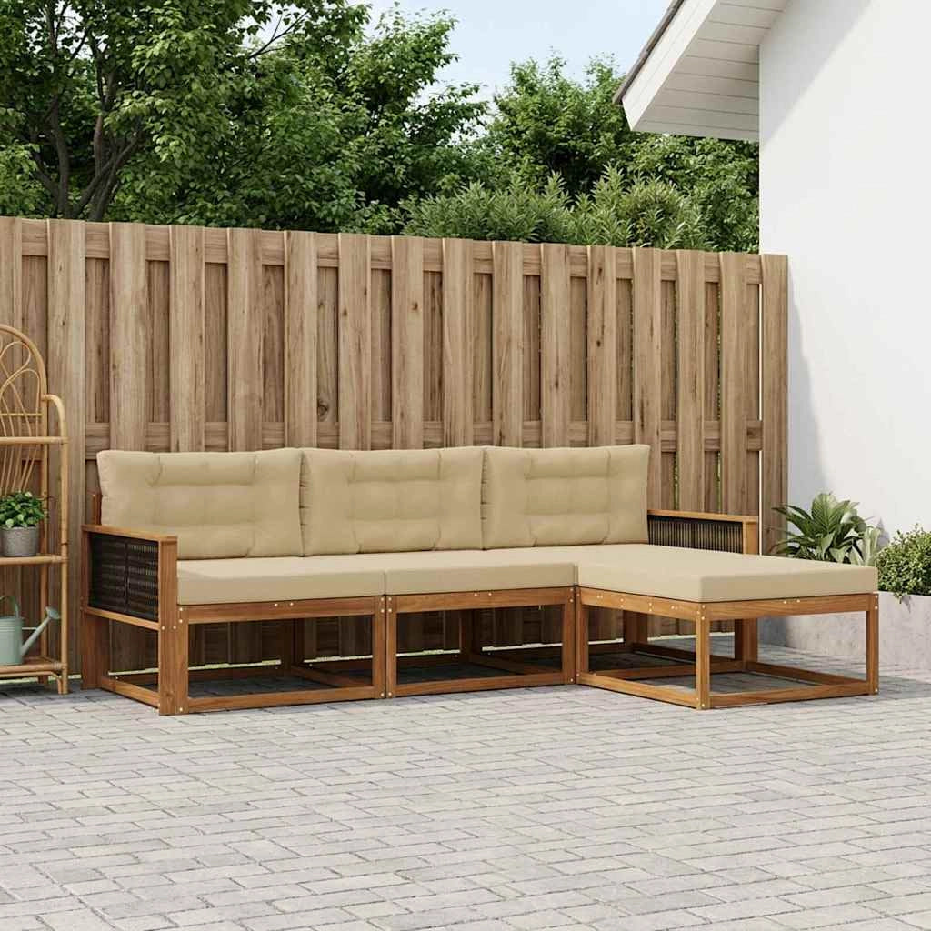 Set di divani da esterno 4 pz Naturale e Beige 3382466
