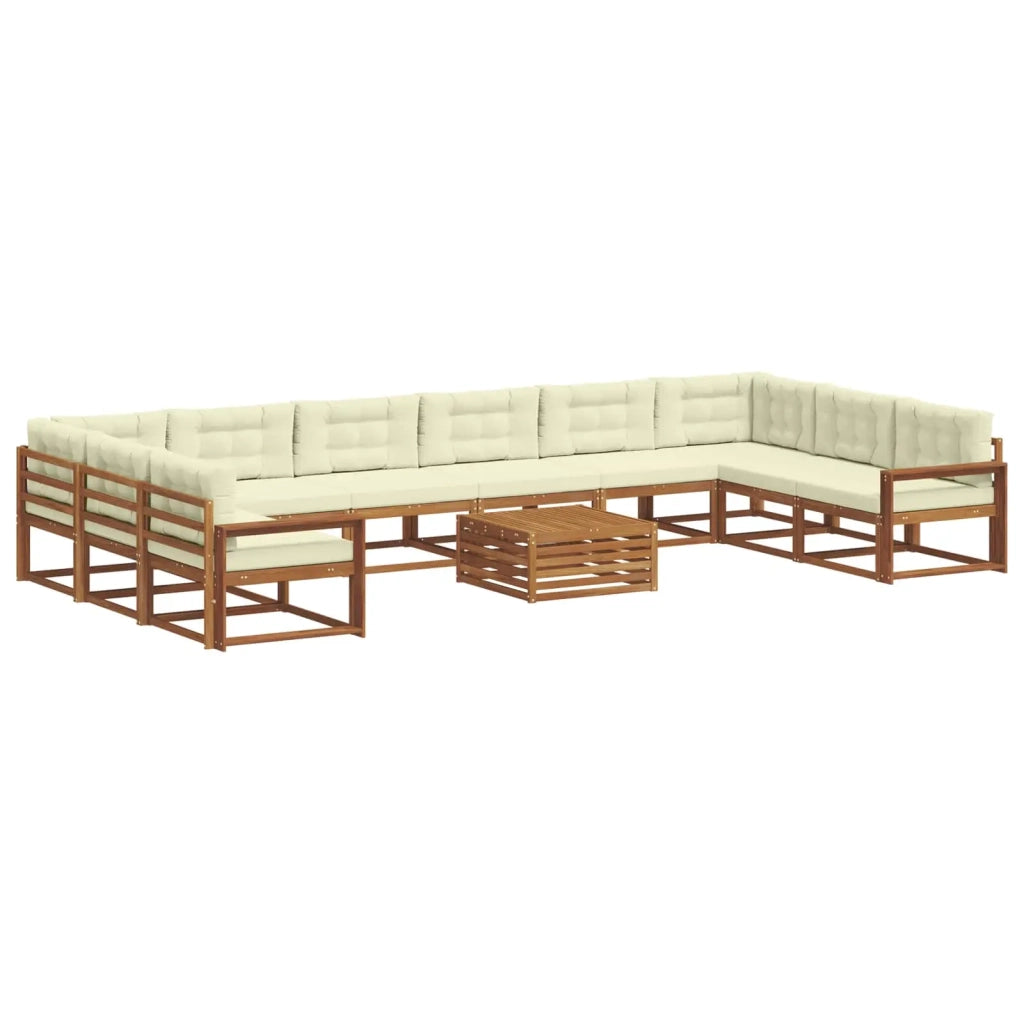 Set di divani da esterno con cuscino 11 pcs Naturale e Crema 3368278