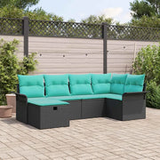 Set Divano da Giardino 6 pcs Nero e Turchese polyrattan 3358885