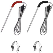 Set di Probe di Griglia per Carne - Temperatura - Acciaio Inossidabile - Adatto per Barbecue - Compreso Clip di Orecchiatura della Sonda - Alta Resistenza alla Temperatura