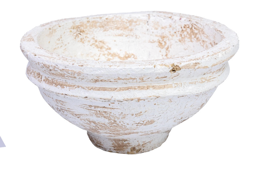 Centrotavola cartapesta invecchiato bianco 28x28x14h cm