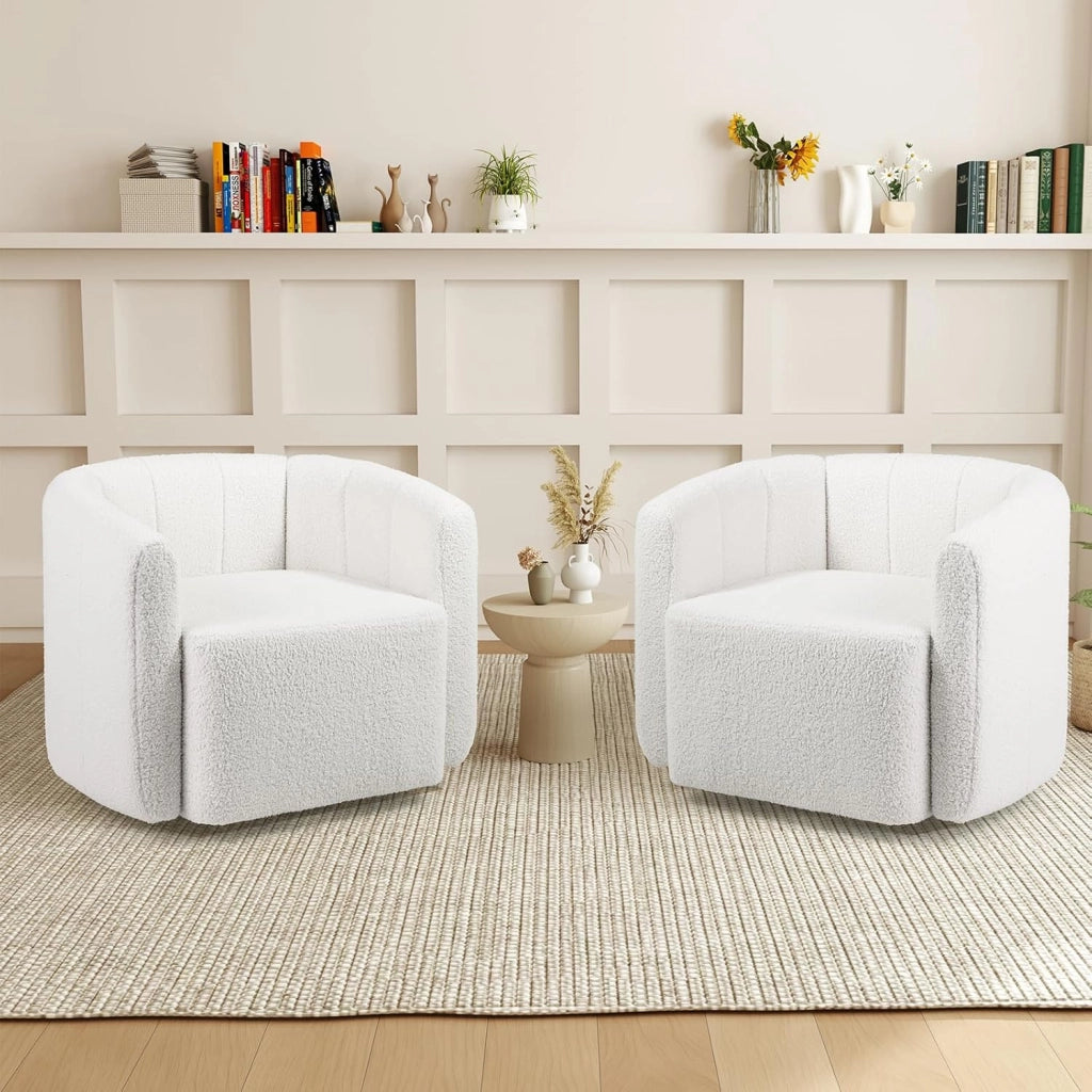 Poltrona Relax Girevole, Poltrona Moderna Imbottita con Schienale Curvo e Braccioli, Sedia da Lettura per Soggiorno, Poltrona Soggiorno, Portata 160 kg