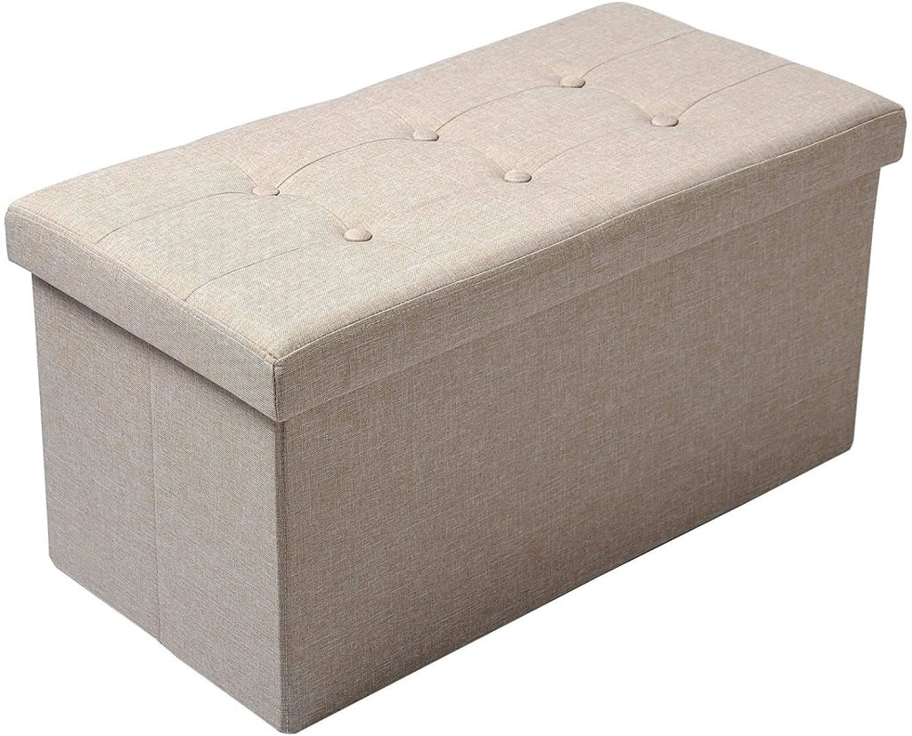 Sgabello in lino con spazio contenitore beige 19_0000039