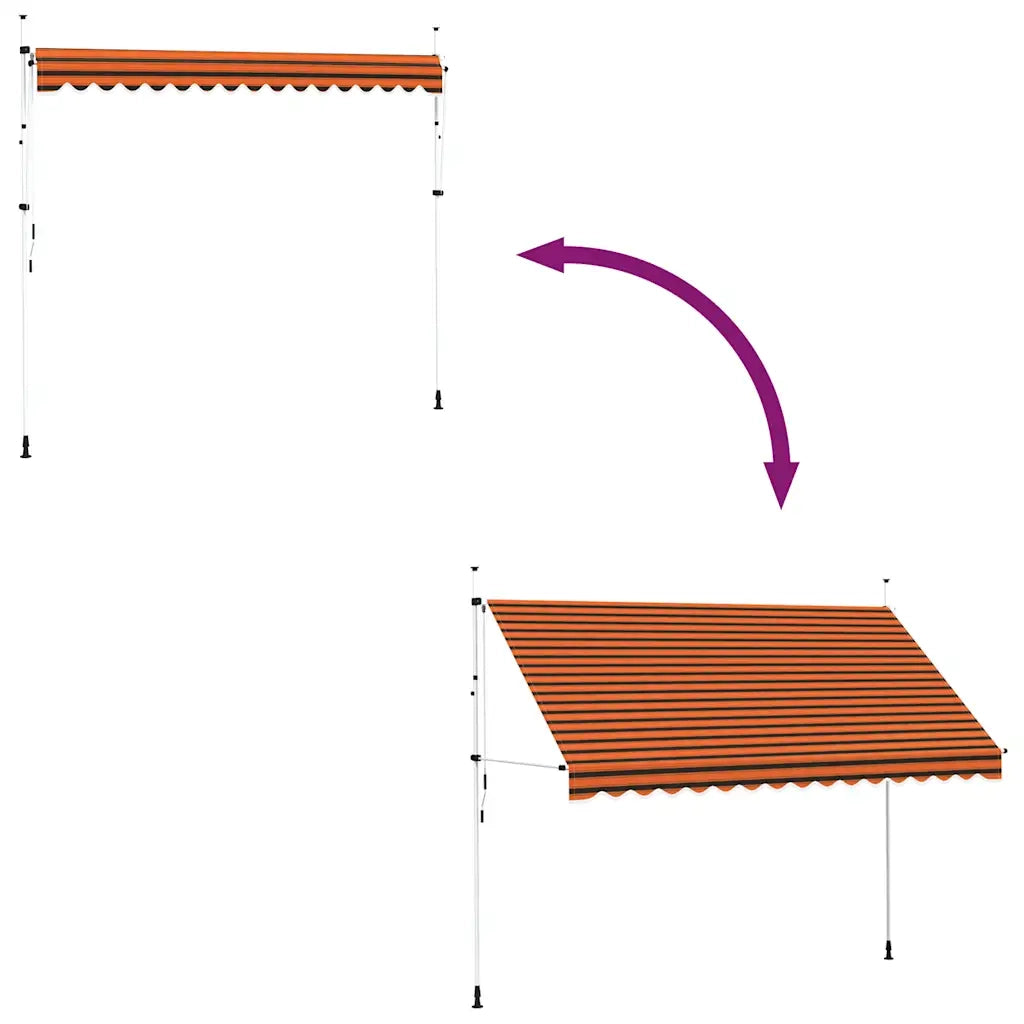 Tenda da Sole Retrattile Manuale 350 cm Arancione e Marrone 145839