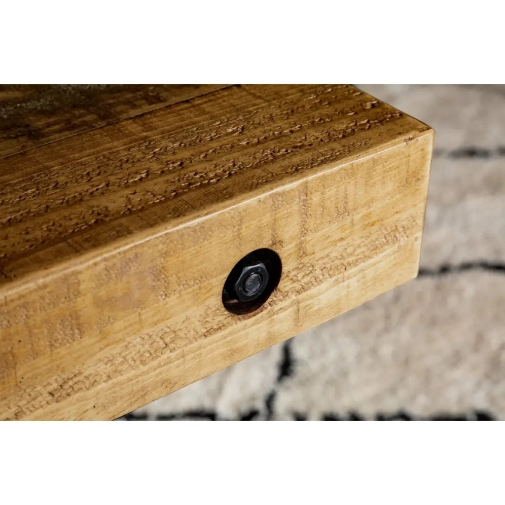 Table CAVARA – Legno di pino riciclato verniciato e metallo nero – 240 cm – Stile industriale