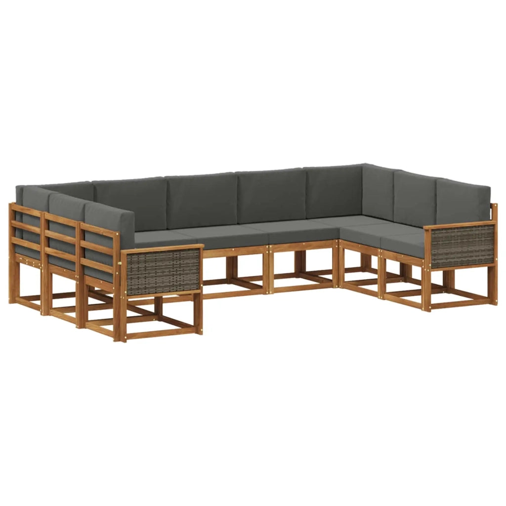 Set di divani da esterno 9 pz Naturale e Antracite 3385528