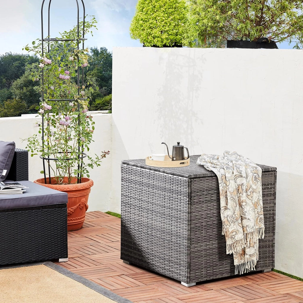 ® Baule da Giardino 318 L Impermeabile 75x75x70cm Contenitore Esterno Polyrattan Grigio
