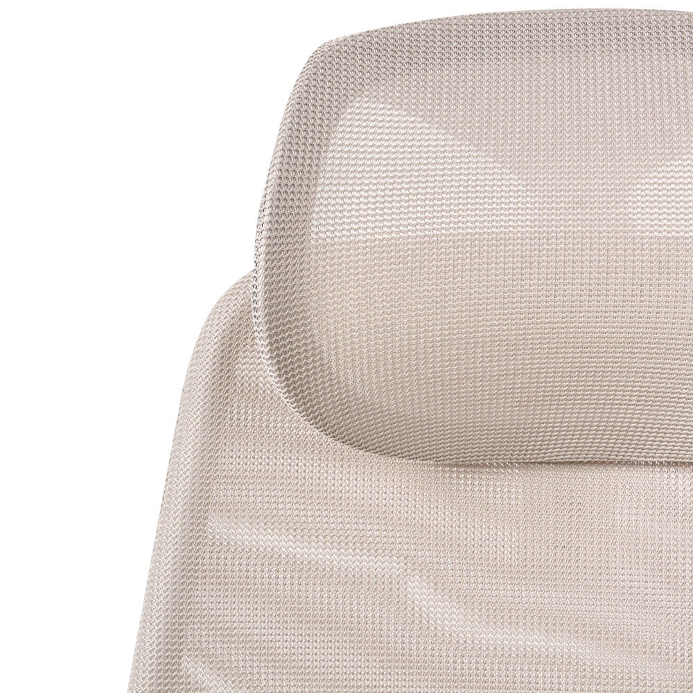Sedia da ufficio multifunzionale con rivestimento in rete beige con braccioli e poggiatesta regolabili Regolazione dell'altezza del sedile Base girevole