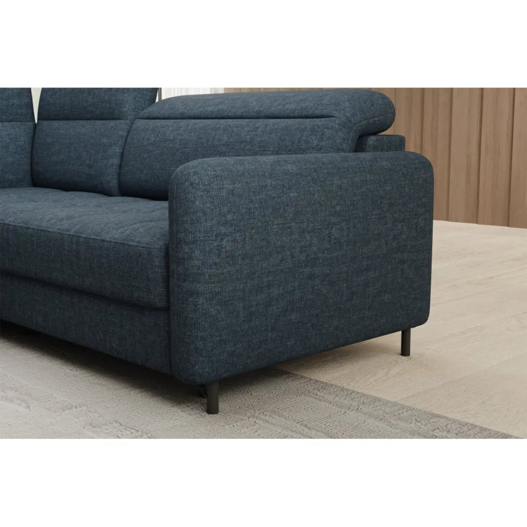 Divano angolare sinistro convertibile BARNEA 208 cm blu scuro con contenitore