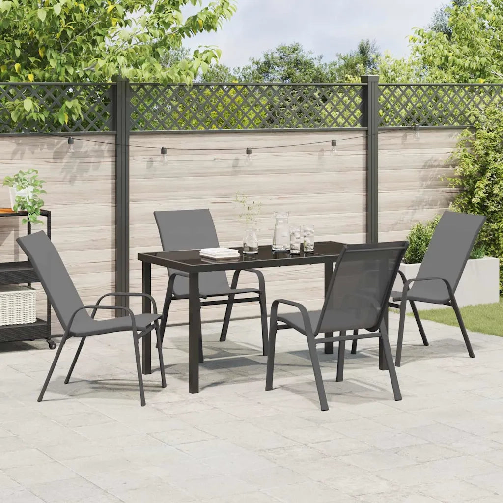 Set da Pranzo per Giardino 5 pcs Grigio e Nero 3379123