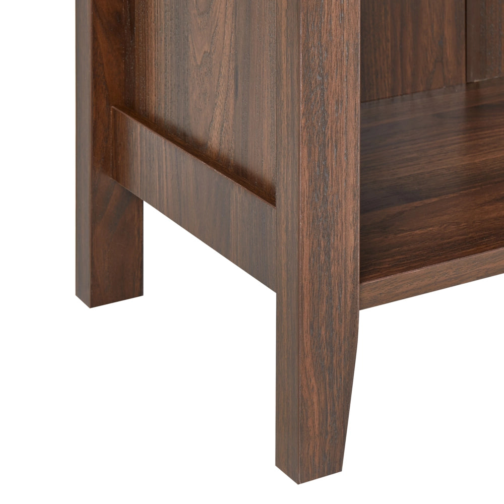 Credenza con cassetto 2 ripiani e porta bicchieri in vetro legno scuro stile moderno soggiorno