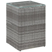 Tavolino Laterale Piano in Vetro Grigio 35x35x52 cm Polyrattan cod mxl 21419