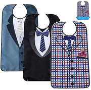 Slabbetji per adulto, 3-pack di slabbetji impermeabili per adulto con contenitore di raccolta, protettori di abbigliamento lavabili per anziani, slabbetji per pasti comodi per uomini e donne