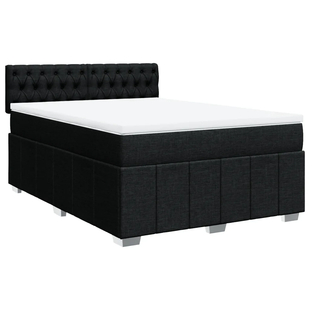 Giroletto a Molle con Materasso Nero 160x200 cm in Tessuto