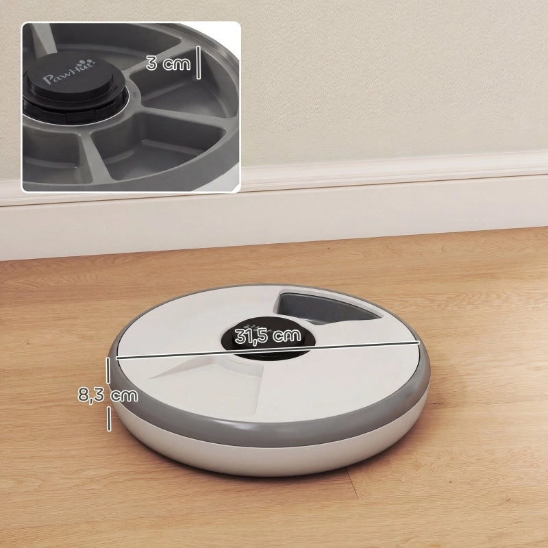 Distributore automatico di cibo per animali domestici, distributore automatico wireless con timer per un massimo di 6 pasti, display a LED, elemento