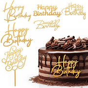 Decorazione per torta Happy Birthday in oro - 6 pezzi - Acrilico - Duraturo e riutilizzabile