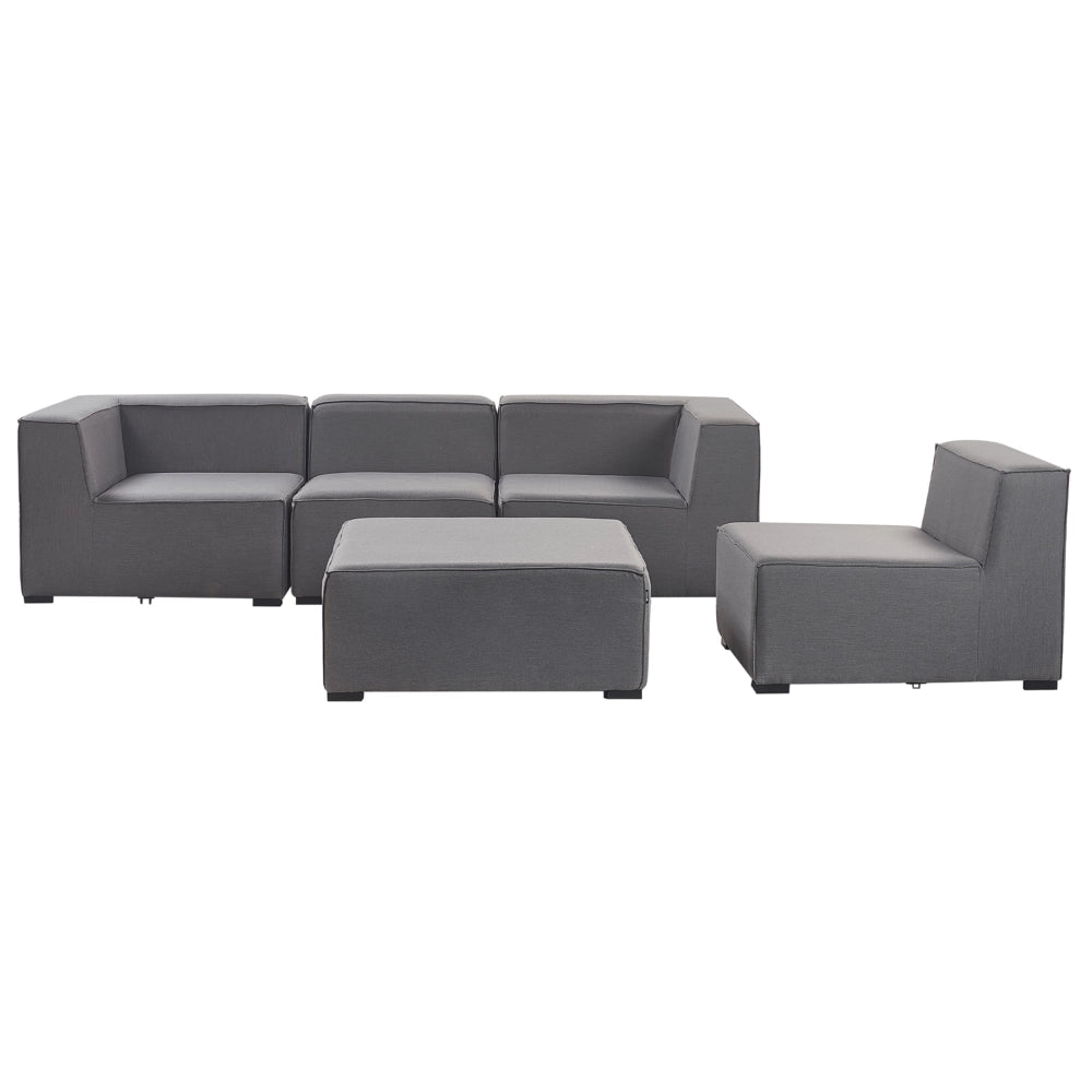 Set divano ad  per interni ed esterni Rivestimento in tessuto grigio salotto da giardino ottomana