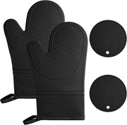 Paar ovenwanten in silicone, resistente al calore 446°F, manopole antiscivolo per forno, manopole per cucina, per magnetron, grill e forno, 2 guanti di tavolo isolati